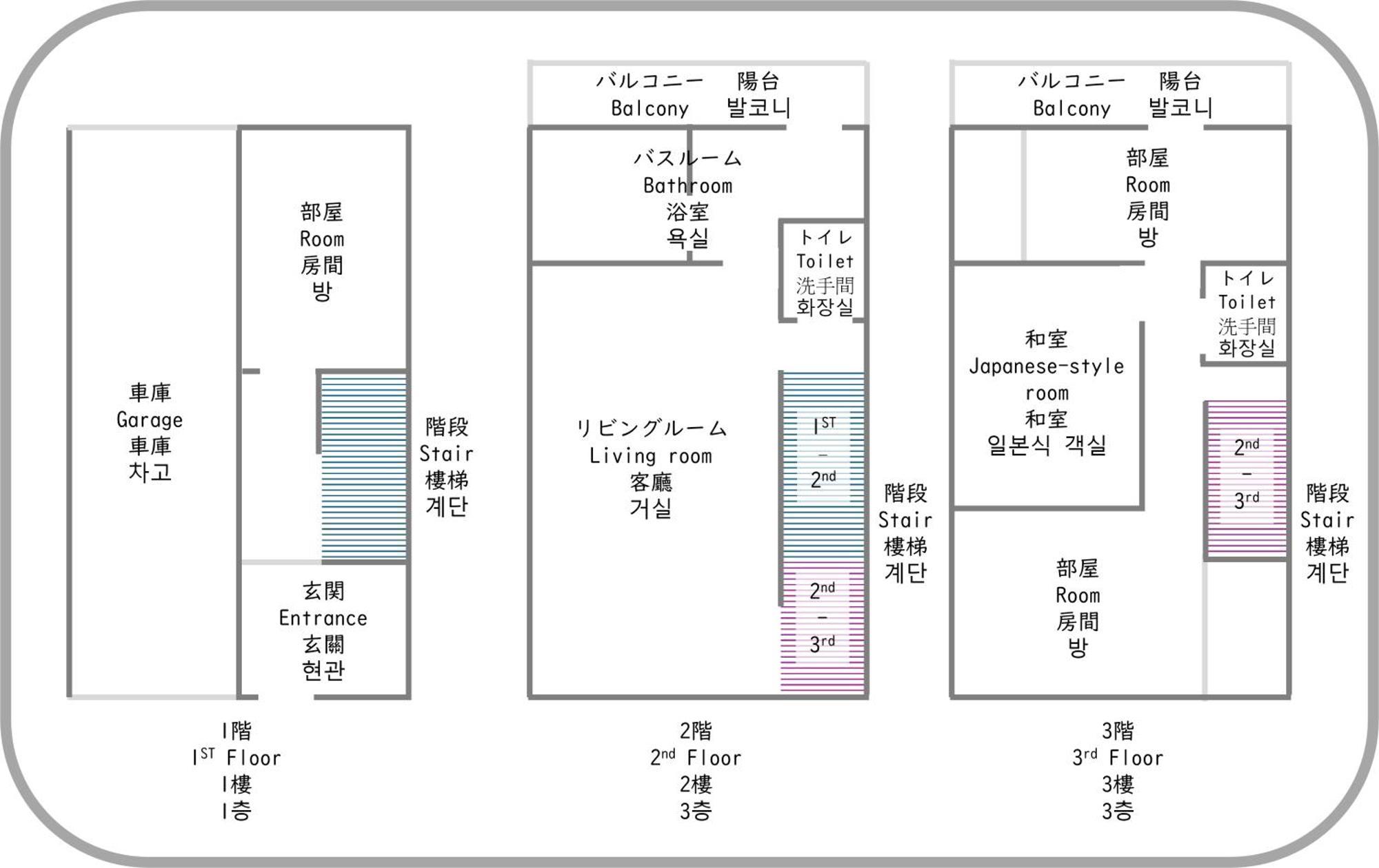 H2h Villa鴫野西 三層公寓【jr京橋步行6分鐘】機場直達 容納6人3房1廳 自助入住 帶車位 อพาร์ทเม้น *